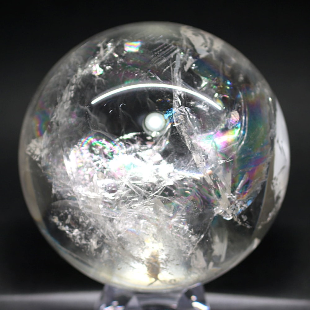 ブラジル産]レインボー水晶玉/アイリスクォーツスフィア（丸玉直径約