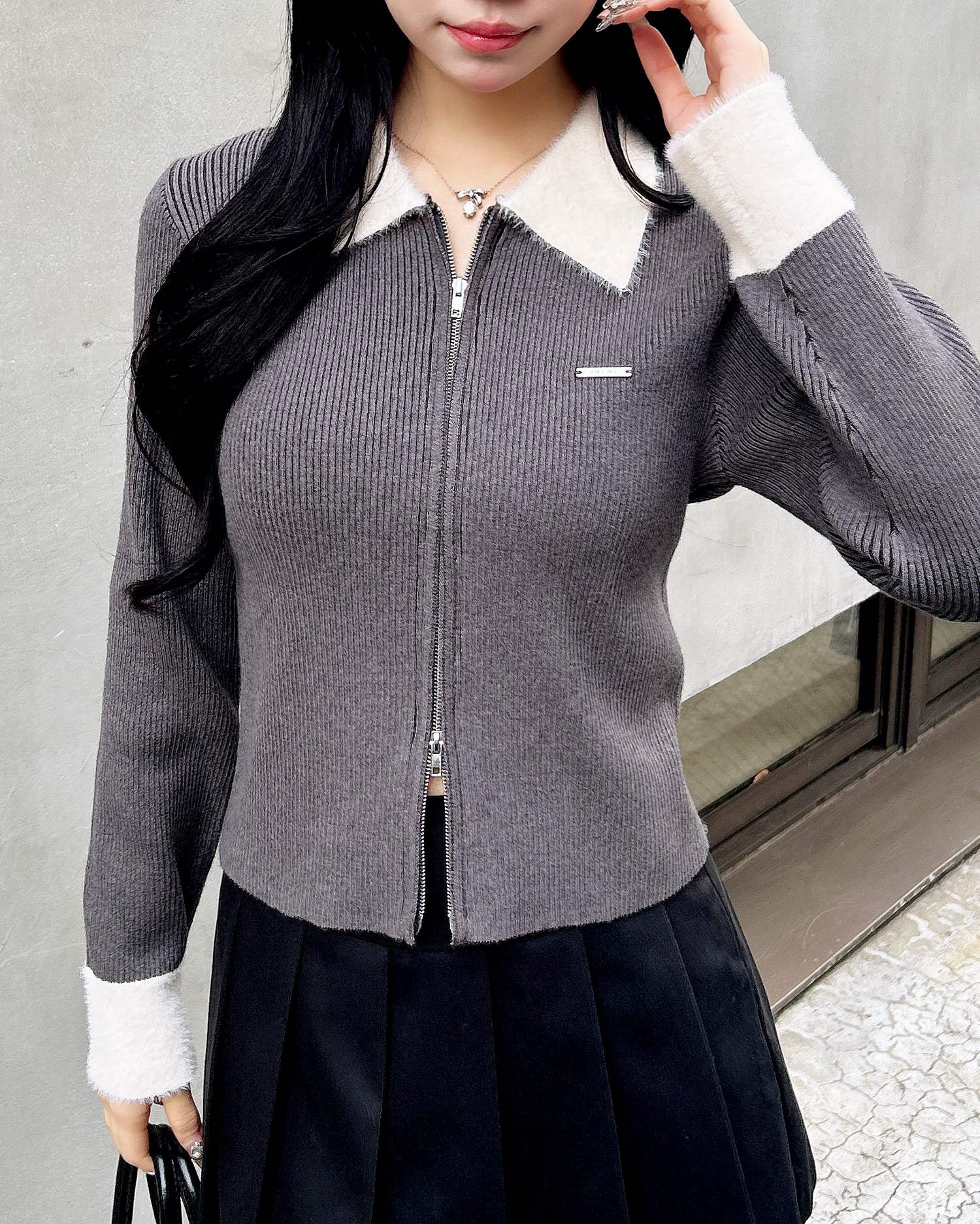 フェザー襟リブニットカーディガン｜INGNI(イング) 公式通販｜INGNI STORE