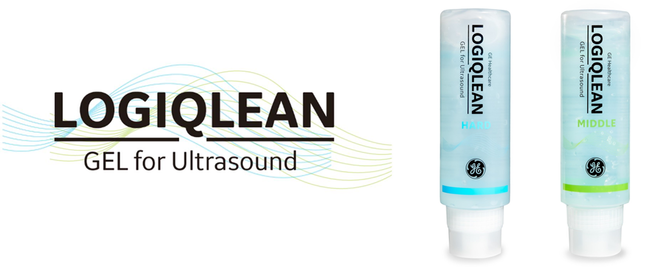 GEヘルスケア，超音波検査用ゲル「LOGIQLEAN」のパッケージ