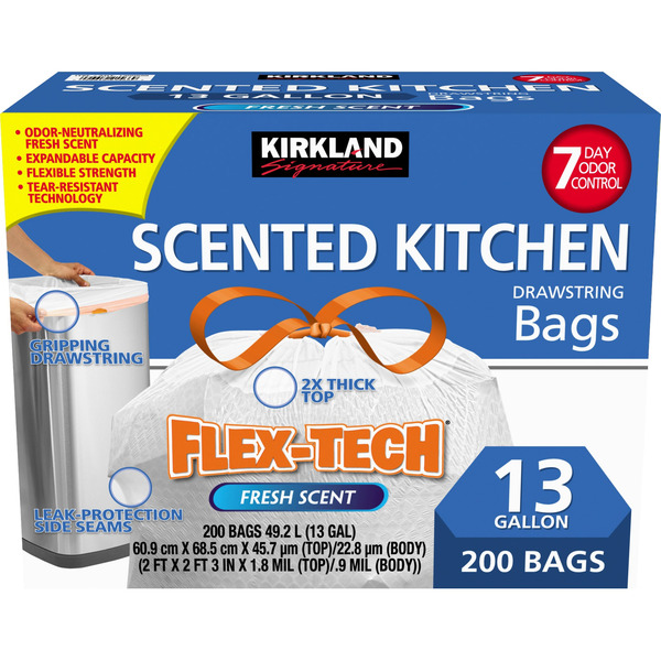 Kirkland Signature Scented Kitchen Drawstring Trash Bags, Flex