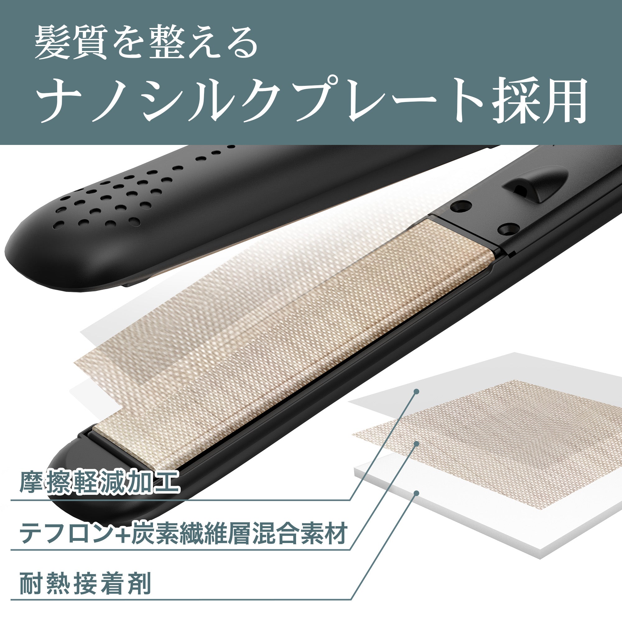 公式】ストレートヘアアイロン マイナスイオン ブラック ホワイト