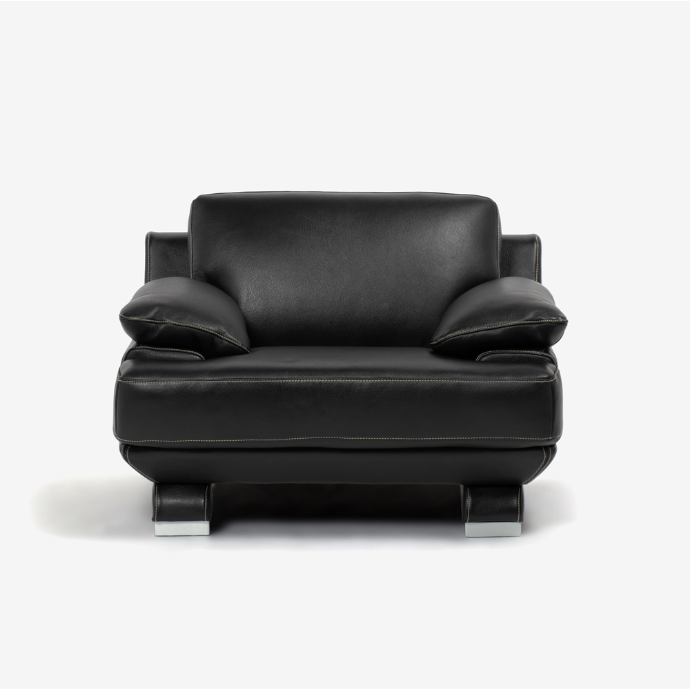 ラブソファ 2人掛け「L/S 01（エルエス01）」幅175cm 革ブラック色 #R