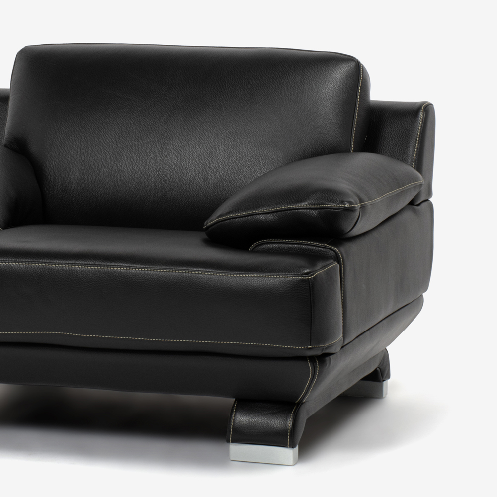 アームチェア 1人掛け「L/S 01（エルエス01）」幅113cm 革ブラック色