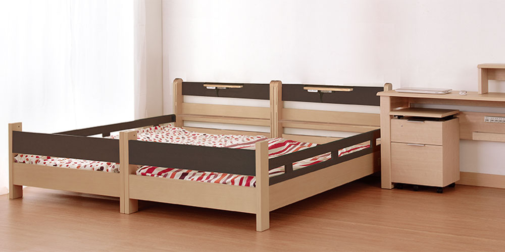 小島工芸 二段ベッド「Nエリア」チェリーナチュラル/ウェンジ色