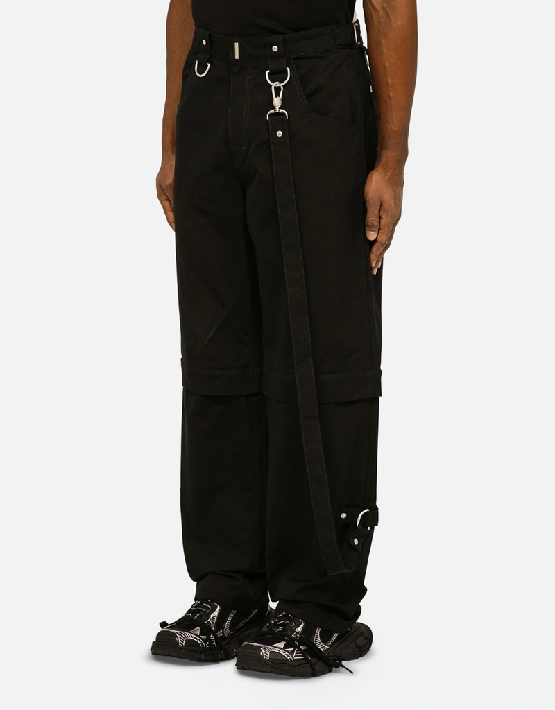 Givenchy メンズブラックコットン取り外し可能裾パンツ (すべての新品