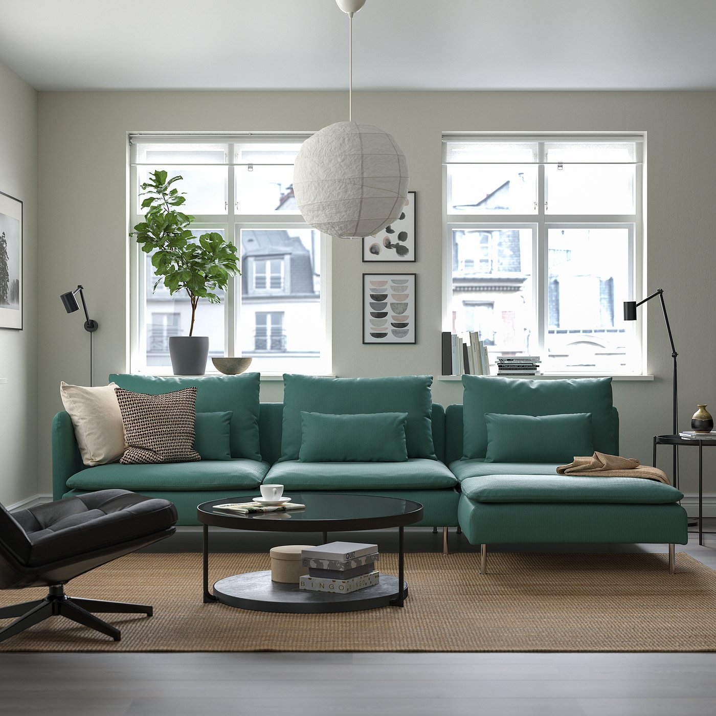 SÖDERHAMN ソーデルハムン 4人掛けソファ 寝椅子付き, ＆オープン