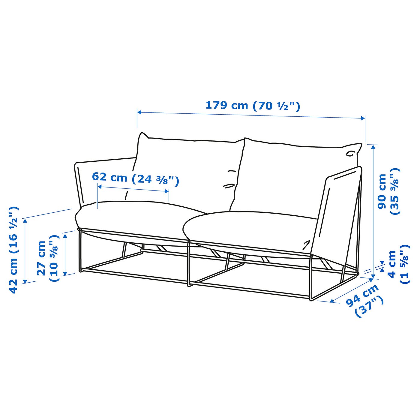 HAVSTEN loveseat, outdoor, beige, 701/2x361/4x297/8