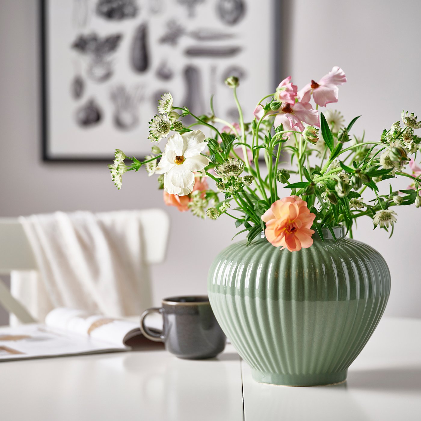 PELARBJÖRK vase, gray-green, 7 ¾