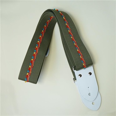 tsundrum_chan カラフルトリムギターストラップ カーキ×ホワイト