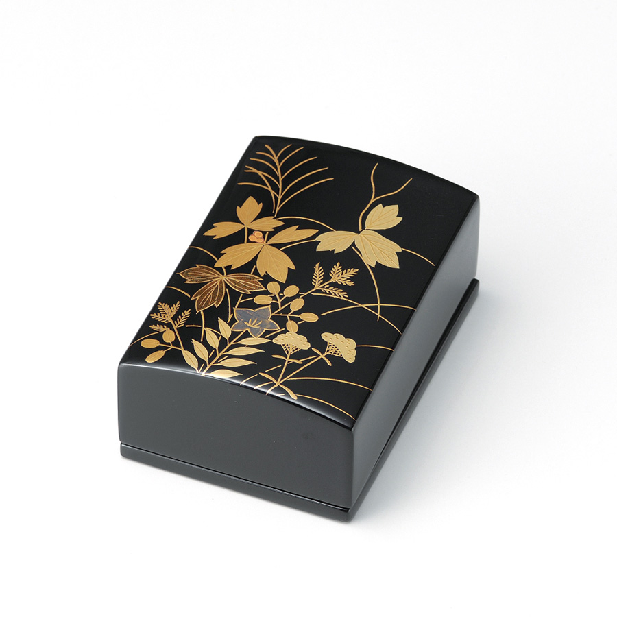 秋草 名刺箱（小） 黒 漆塗り・木製 11-13108【製造中止】 漆器の井助