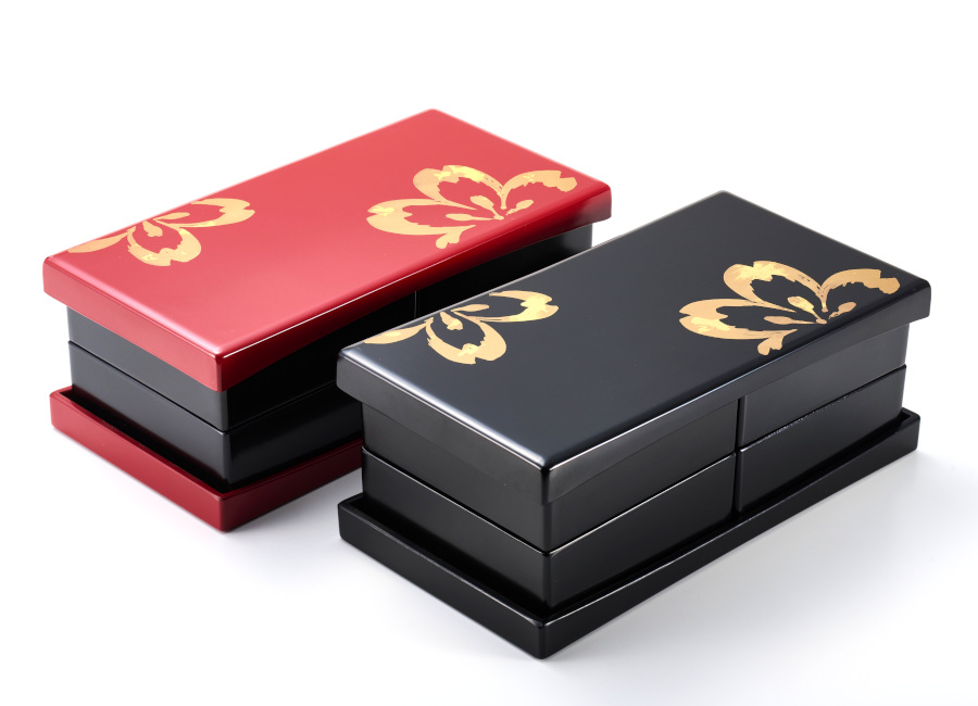 うたげ花見重箱 さくら 松花堂弁当箱 FC32-8/9 漆器の井助