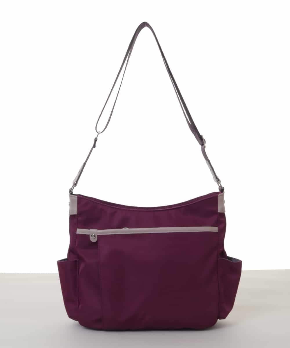 撥水/500g以下の軽量]アクセントレザーショルダーバッグ(ショルダー