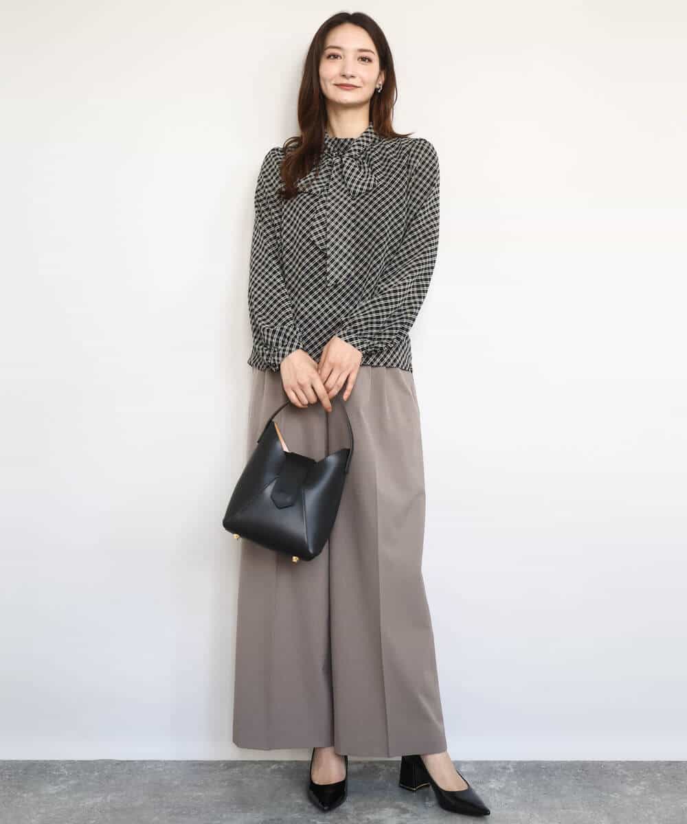 チェック柄ボウタイシフォンブラウス/洗える(ブラウス・シャツ) | MK