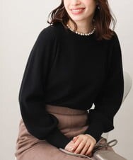 パール調ビーズネックデザインニット/洗える(ニット・セーター