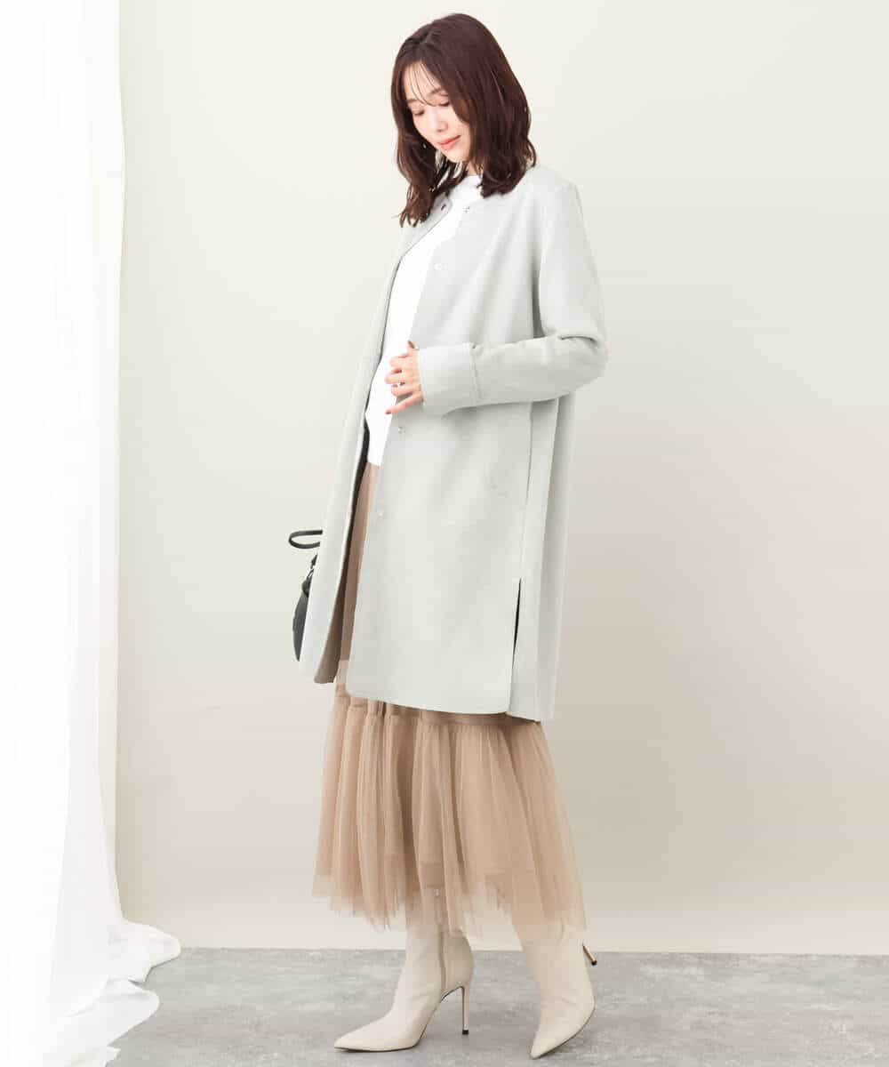 フェイクスウェードノーカラーコート/洗える(ノーカラーコート) | MK