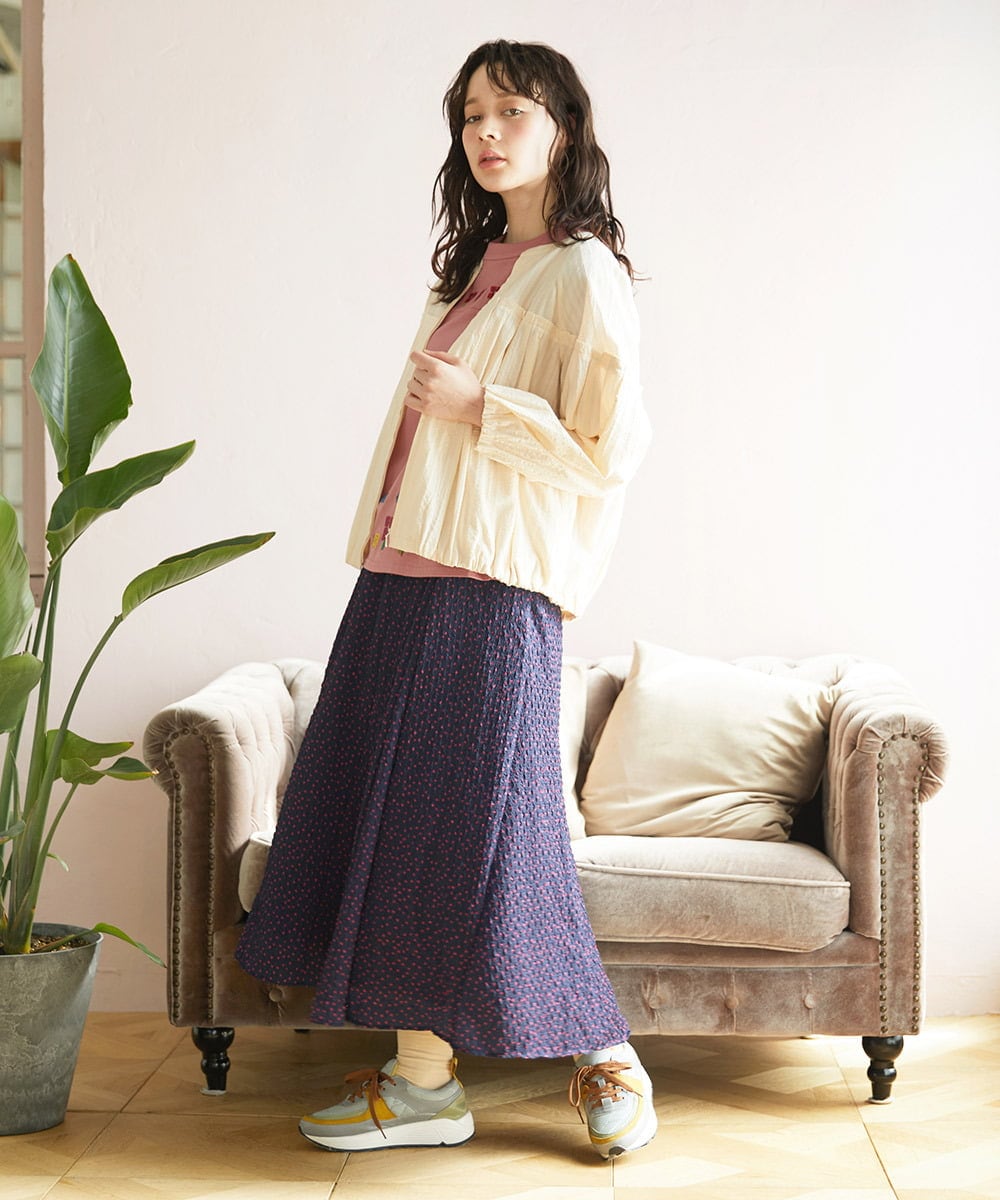 エンボスドットフレアスカート(ロング・マキシ丈スカート