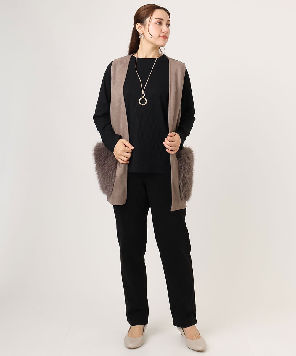 大きいサイズ】ファーポケットベスト(ベスト・ジレ) | eur3(エウル