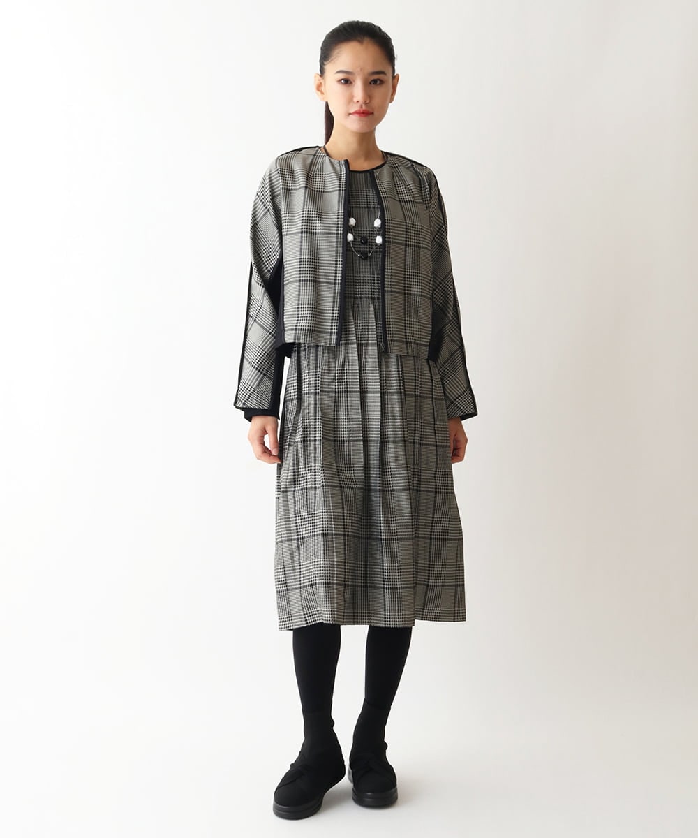 小さいサイズ】グレンチェックジャカードワンピース(ワンピース