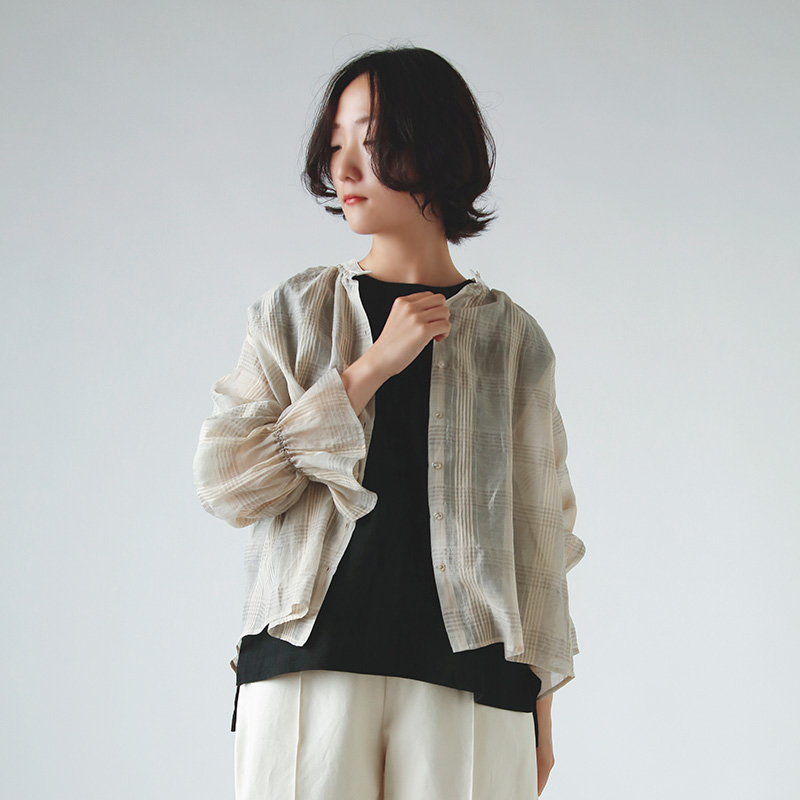 susuri ススリ コットン リネン シルク メロフォン ブラウス 25-409