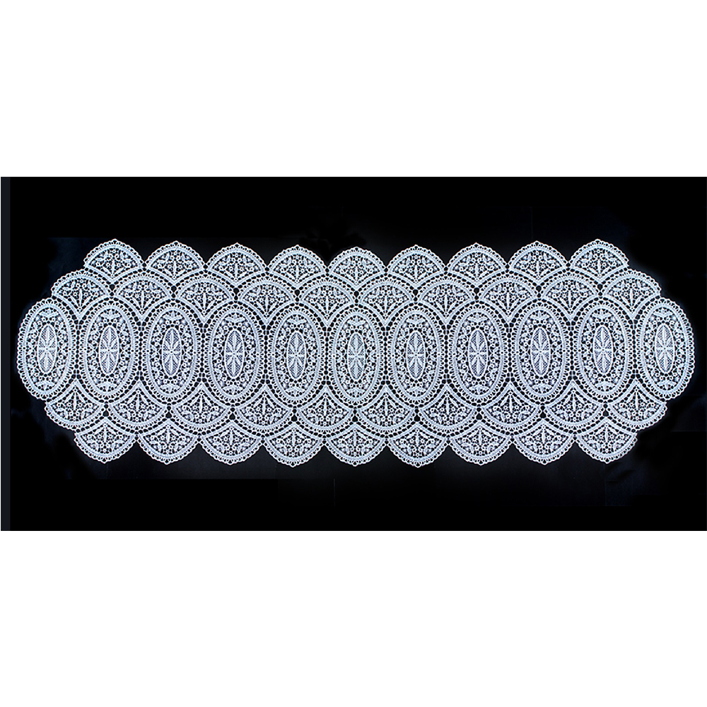 近沢レース店] トルコレース テーブルセンター39×118cm ホワイト