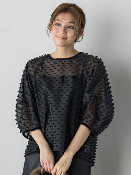 ポンポンジャガードブラウス≪洗濯機で洗える≫ | Droite lautreamont