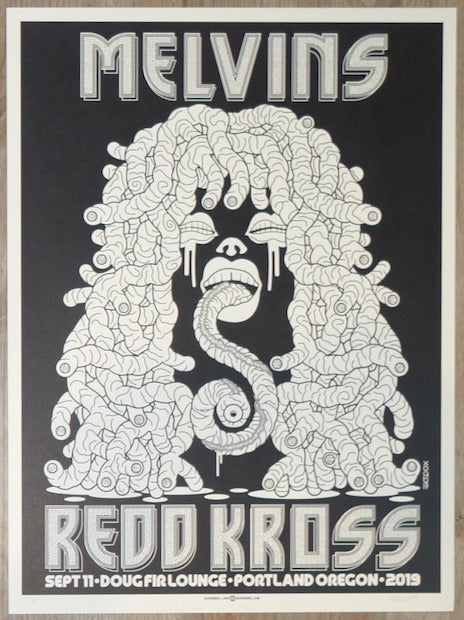 2019 The Melvins - Portland B/W Variant Concert Poster by Guy
