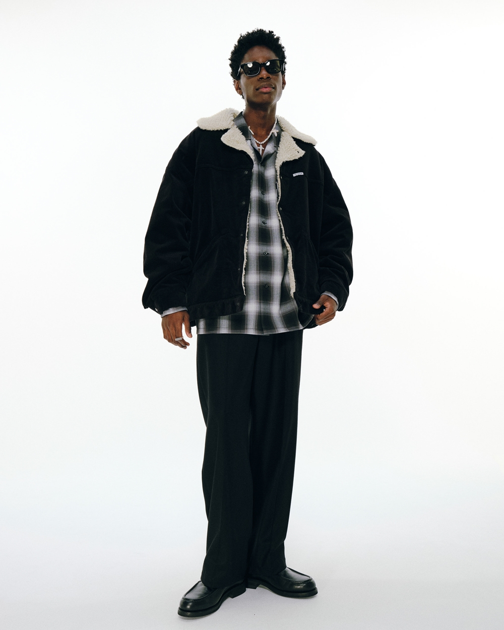 COOTIE PRODUCTIONS/CHECK T/W Open Collar L/S Shirt（Ombre Check