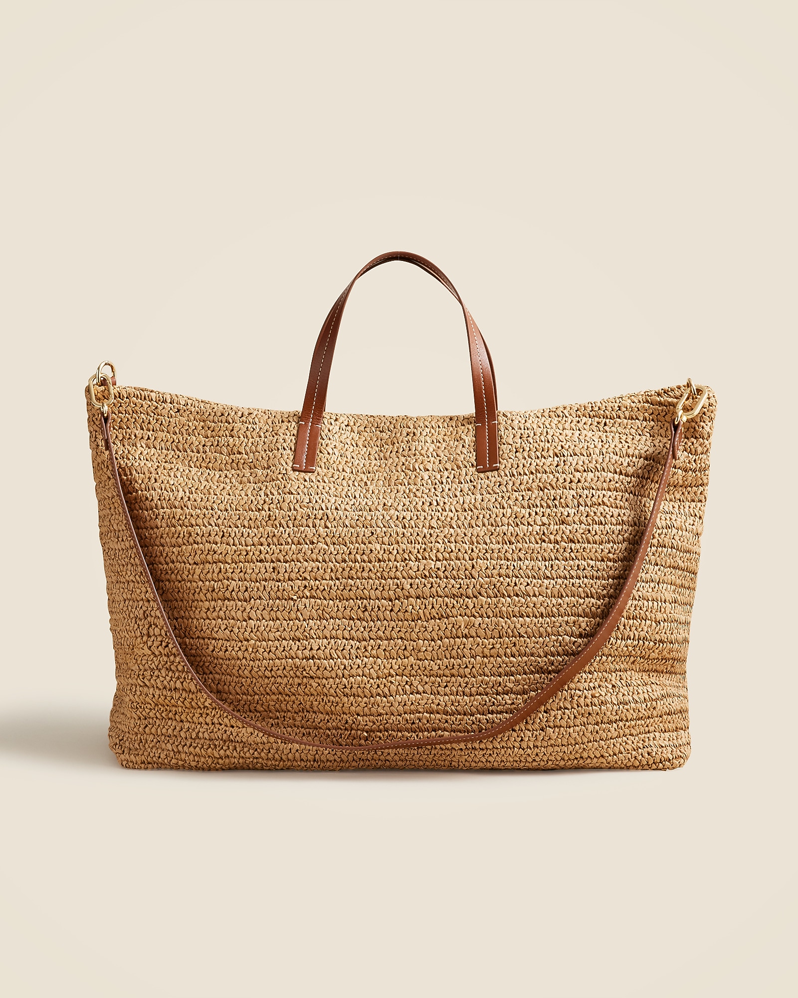Palma Overnight Tote In Handknotted Straw And Leather For Women
