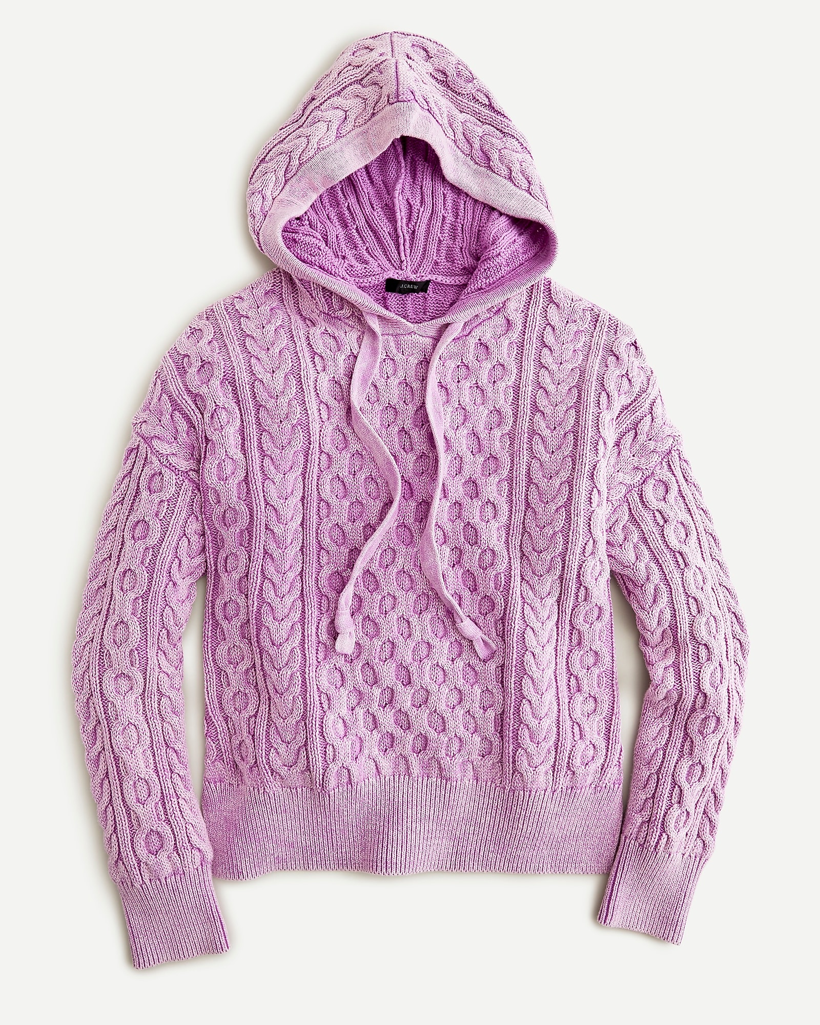 Garment-washed Cable-knit Hoodie For Women | J.Crew