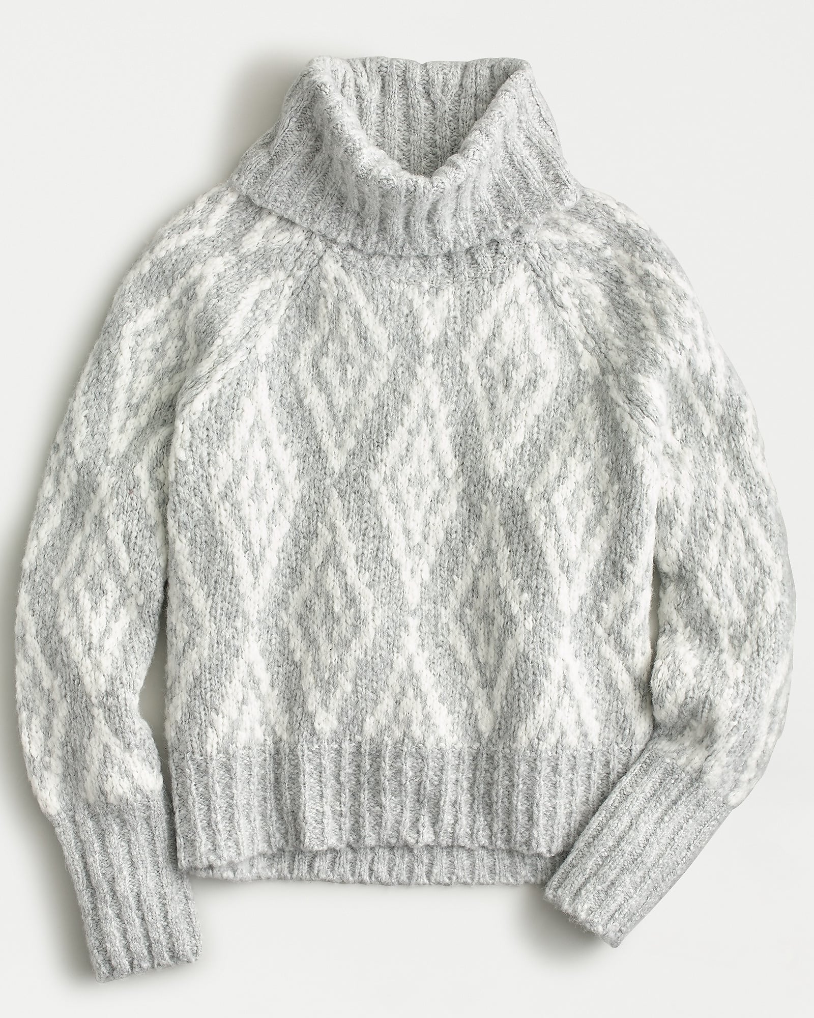 Chunky Alpaca Turtleneck Sweater In Fair Isle Diamonds For Women