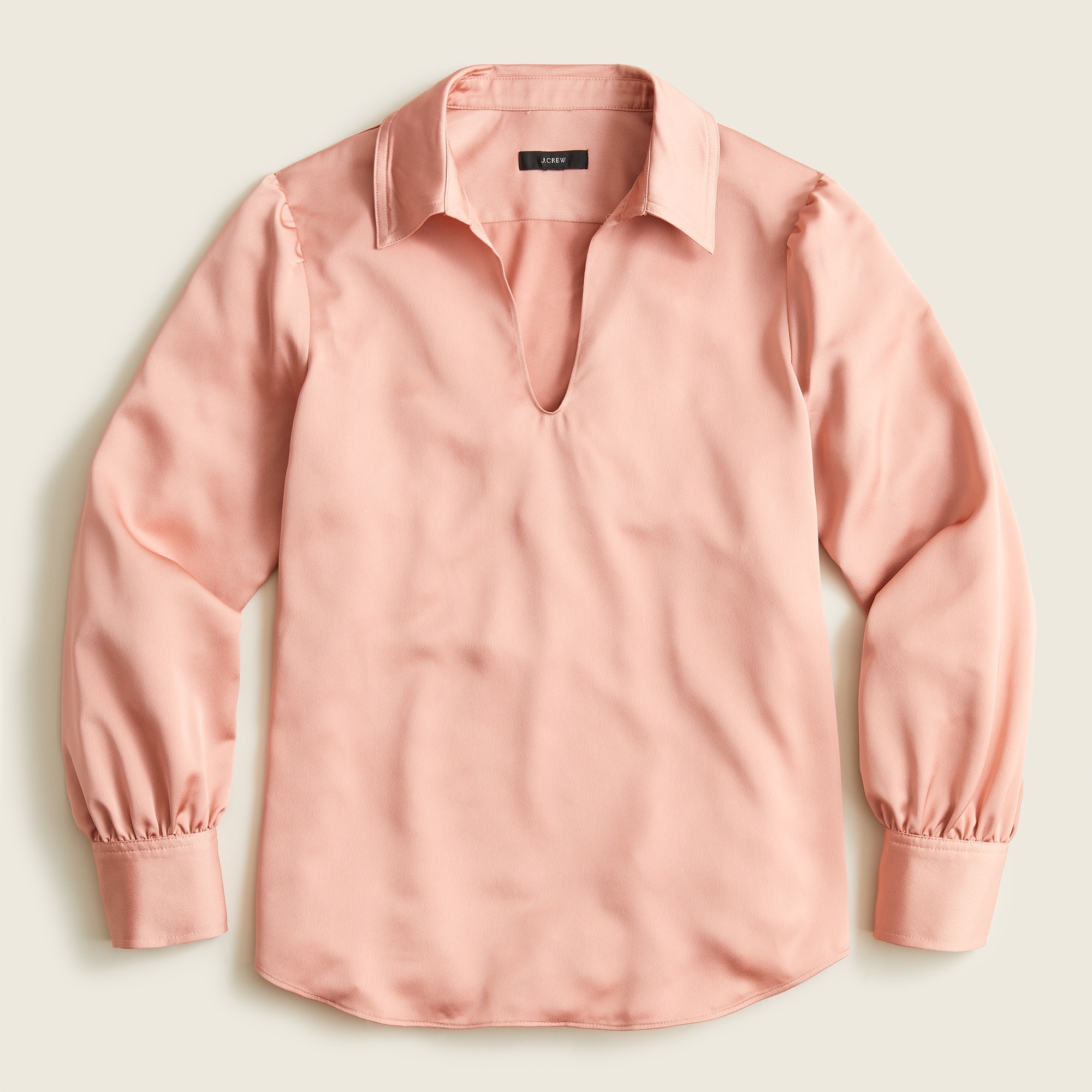 Collared Satin-back Crepe Popover Top For Women | J.Crew