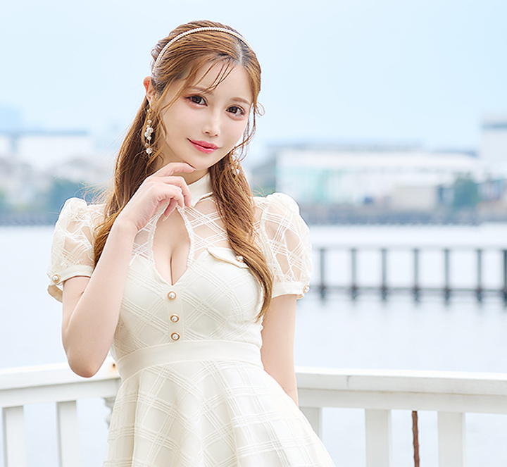 新色登場！チェックシアーフレアミニワンピース/キャバドレス【S-L