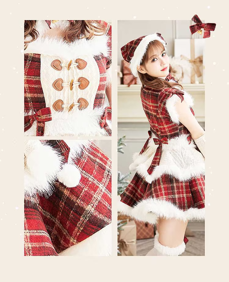 即日発送】ミルキーニットダッフルチェックサンタ《クリスマスコスプレ