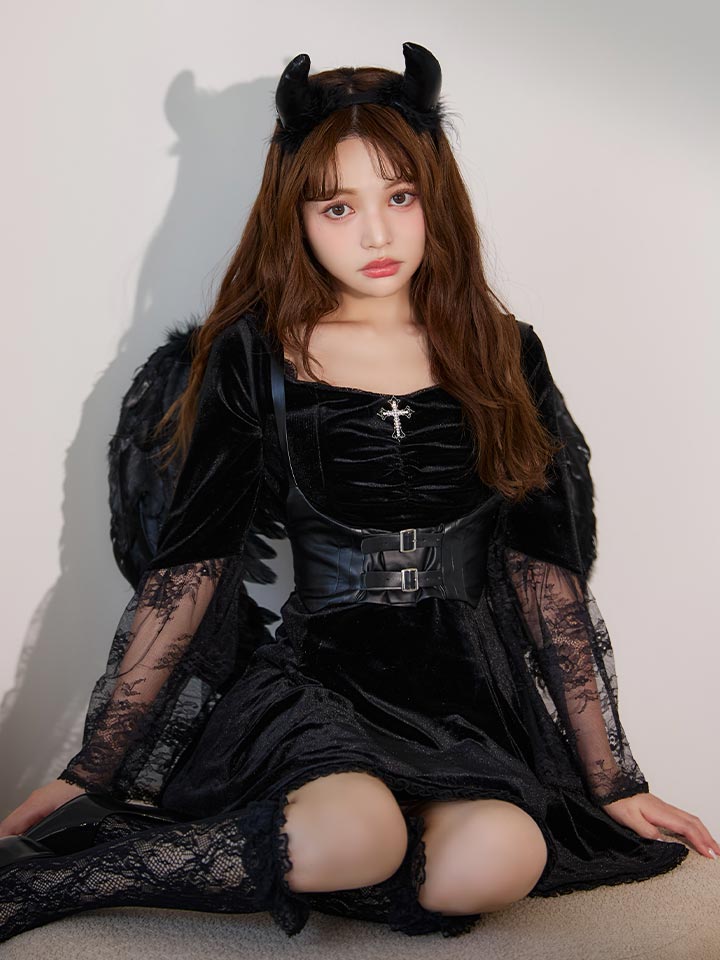 即日発送】【ハロウィン】ハーネスデビルベロアワンピース【コスプレ5