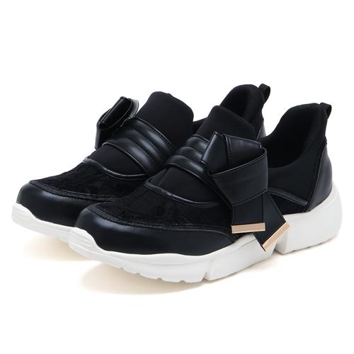 ハンズフリー】ノットリボン2WAYスリッポンスニーカー(M ブラック