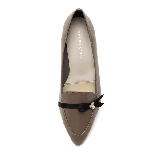 アシンメトリーリボンモールドソールレインパンプス(23.0cm ブラック