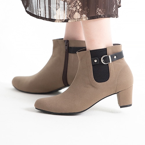 サイドゴアベルトショートブーツ/125-45810(M ブラックスエード