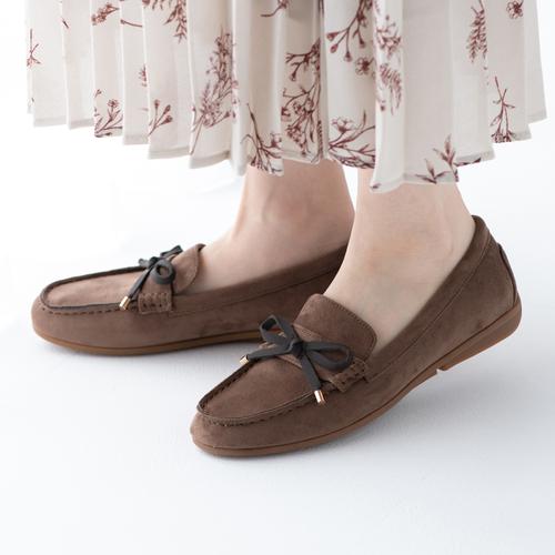 リボンスエードモカシンシューズ(24.5cm 豹柄): スニーカー/ローファー