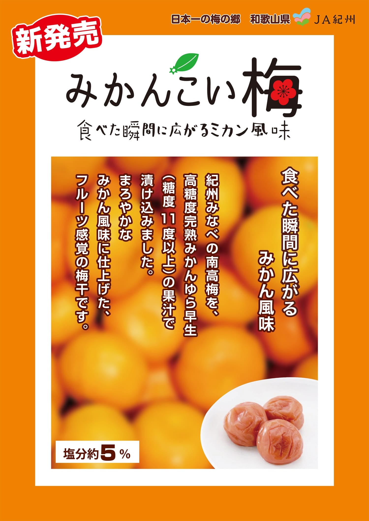 紀州みなべの南高梅 みかんこい梅 700g【化粧箱なし・専用掛紙】塩分