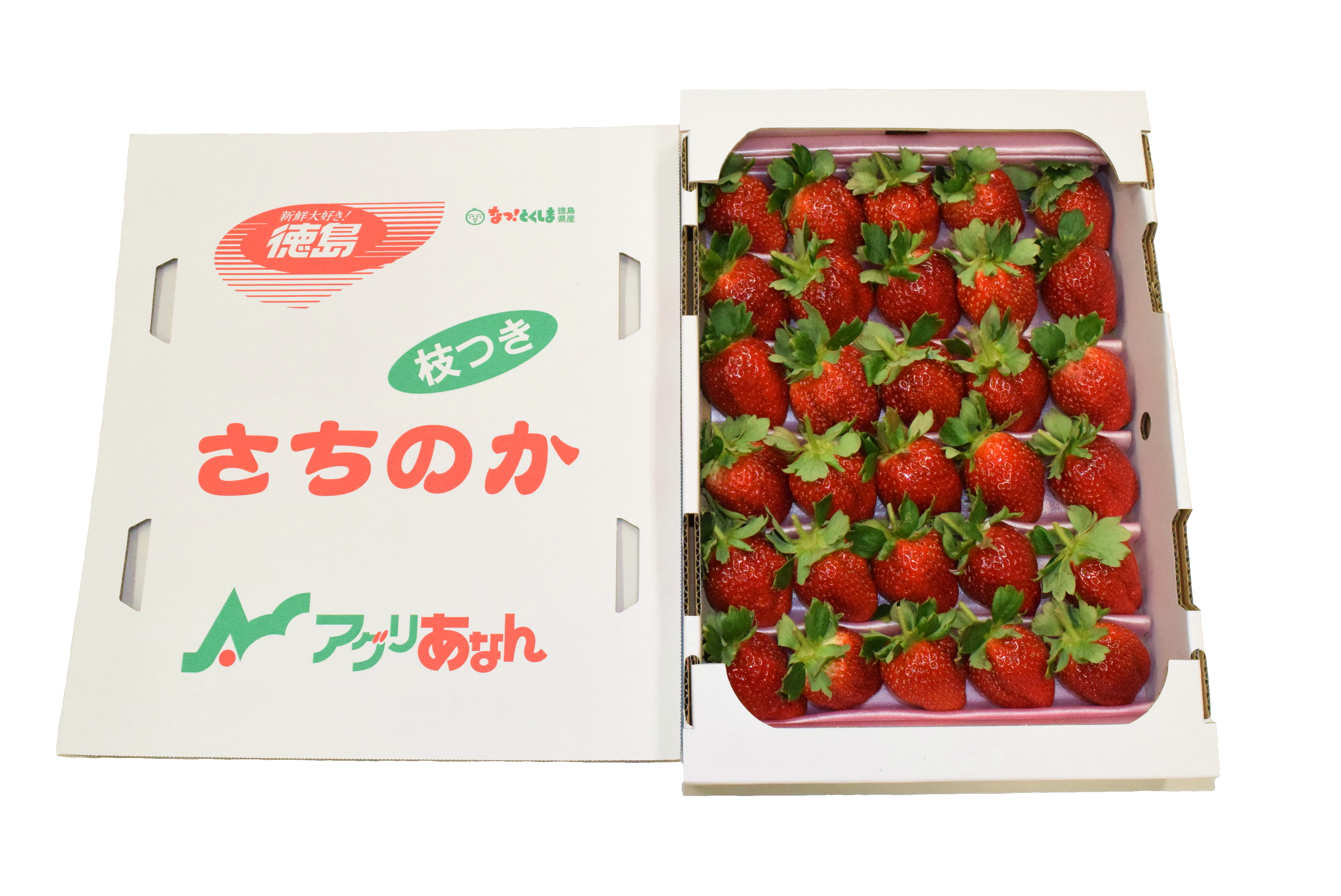 徳島県産いちご「さちのか（枝付き）」1.2kg箱（クール冷蔵）: 新鮮