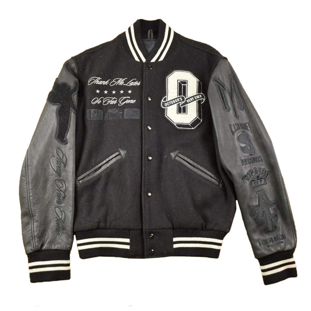 Black OVO Drake Thank Me Later Varsity Jacket