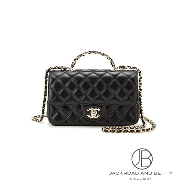 マトラッセ トップハンドル ミニ フラップ バッグ ブラック 黒[AS4141