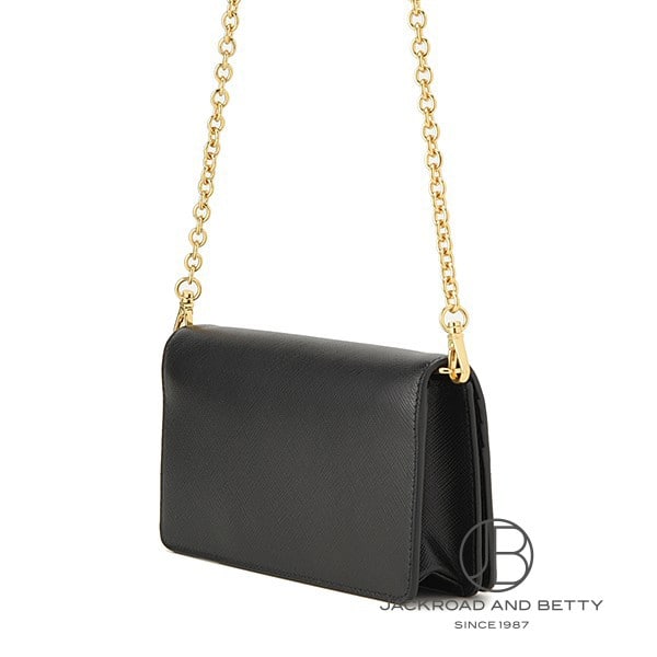 サフィアーノレザー ミニバッグ チェーンウォレット ブラック 黒