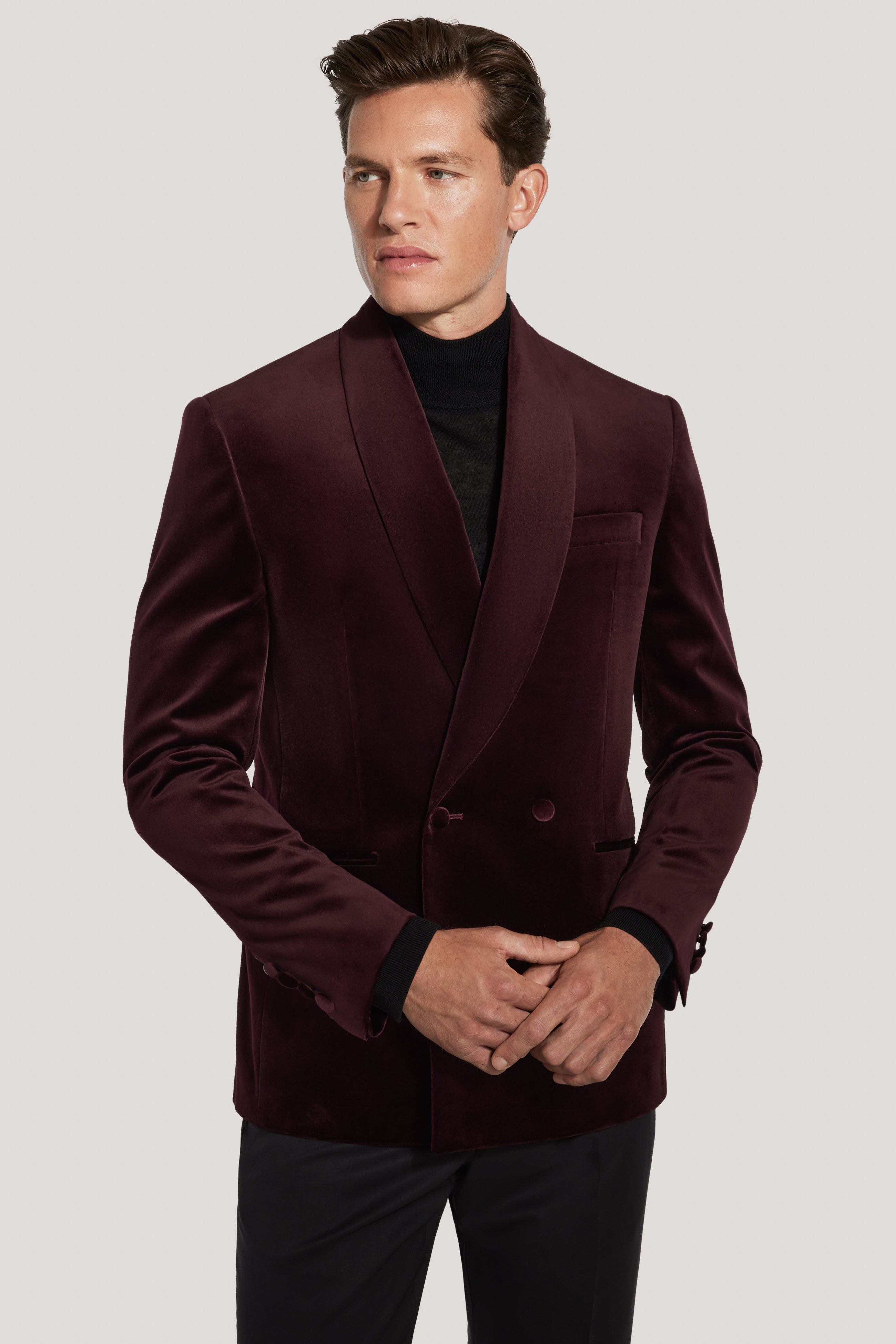 Erie Aubergine Velvet Dinner Jacket - Cotton Blend | Jack Victor