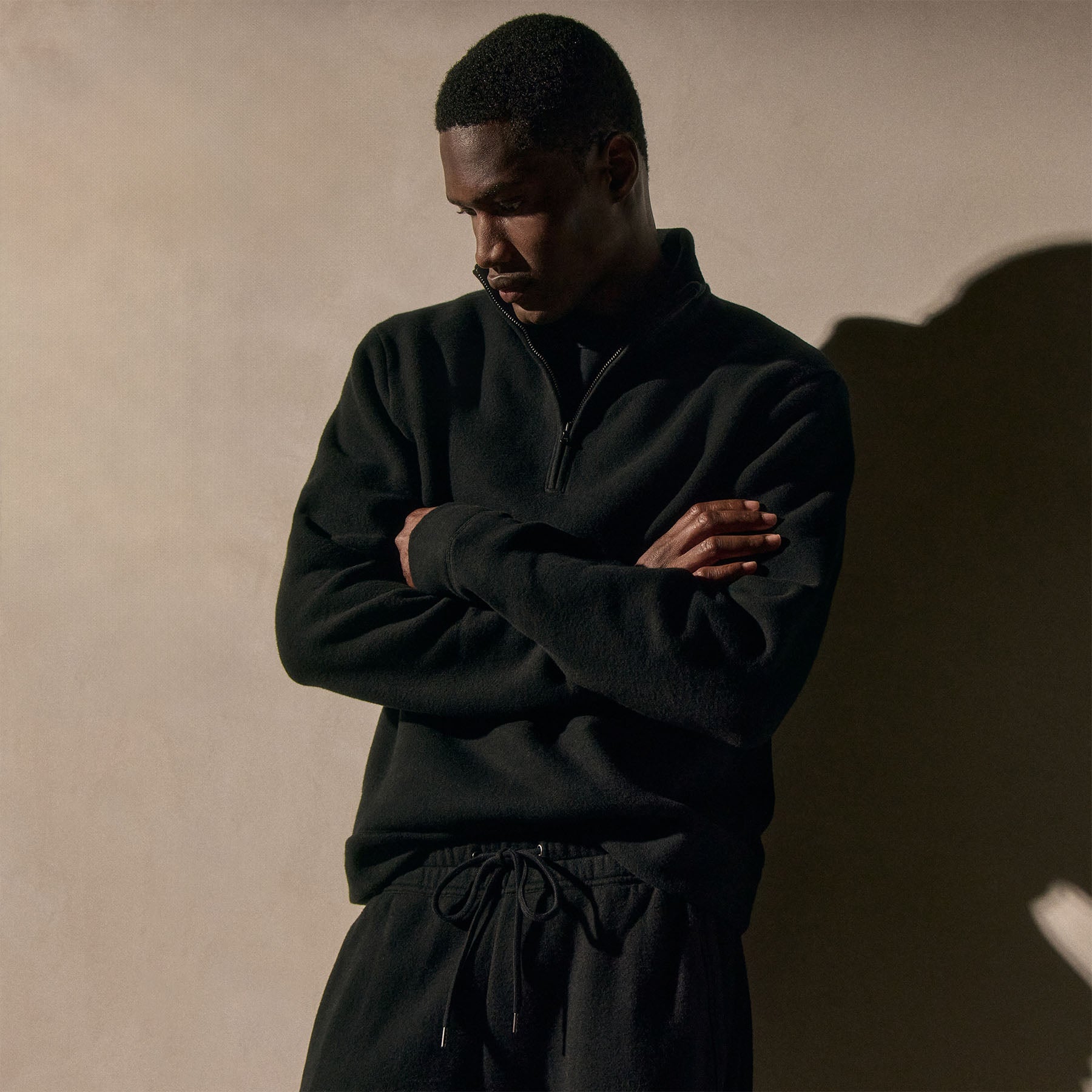 Cozy Half Zip - Black | James Perse Los Angeles