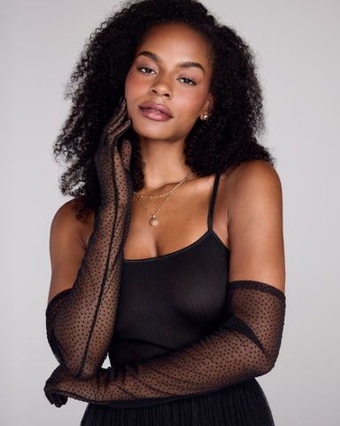 Merle Noir | Teal Sheer Silk Camisole at Jane's Vanity