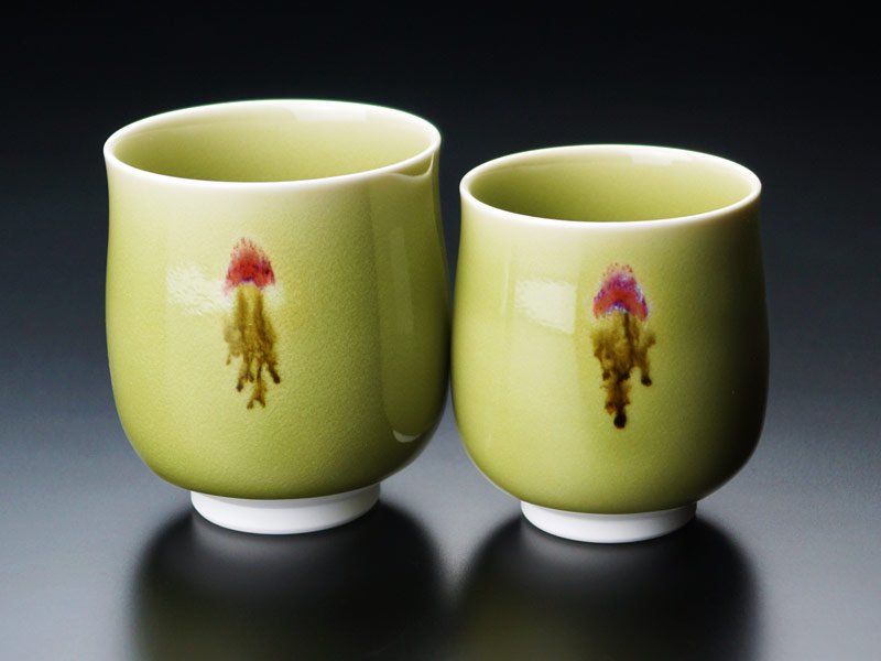 有田焼】夫婦湯呑 天龍寺青磁花片紋