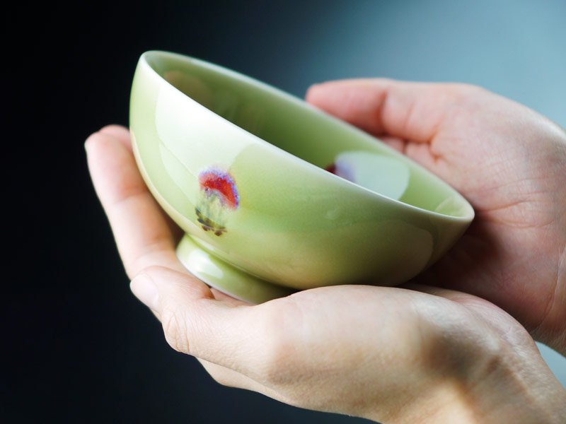 有田焼】茶碗 天龍寺青磁花片紋