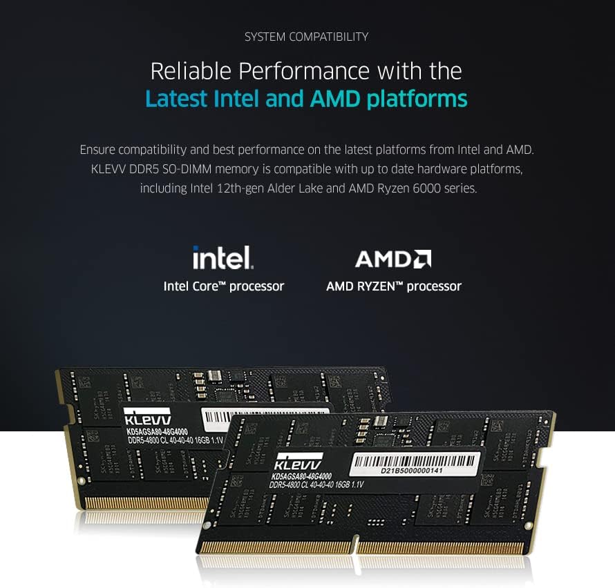 KLEVV DDR5 SODIMM 32GB (1x32GB) DDR5 5600MHz A-DIE SODIMM Notebook Mem