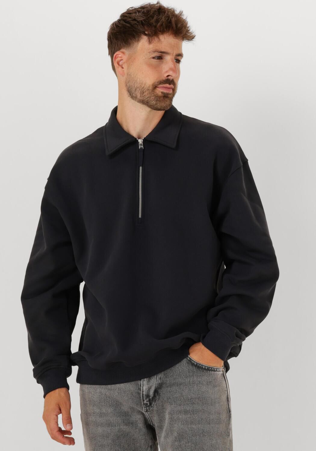 Blauwe WOODBIRD Sweater WBTOM ZIP POLO | Omoda